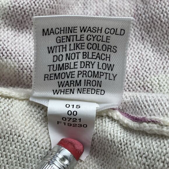 Cherokee Floral Button-Up Cardigan Med Crew Neck Purple Beige Orange Tight Knit - Picture 7 of 14